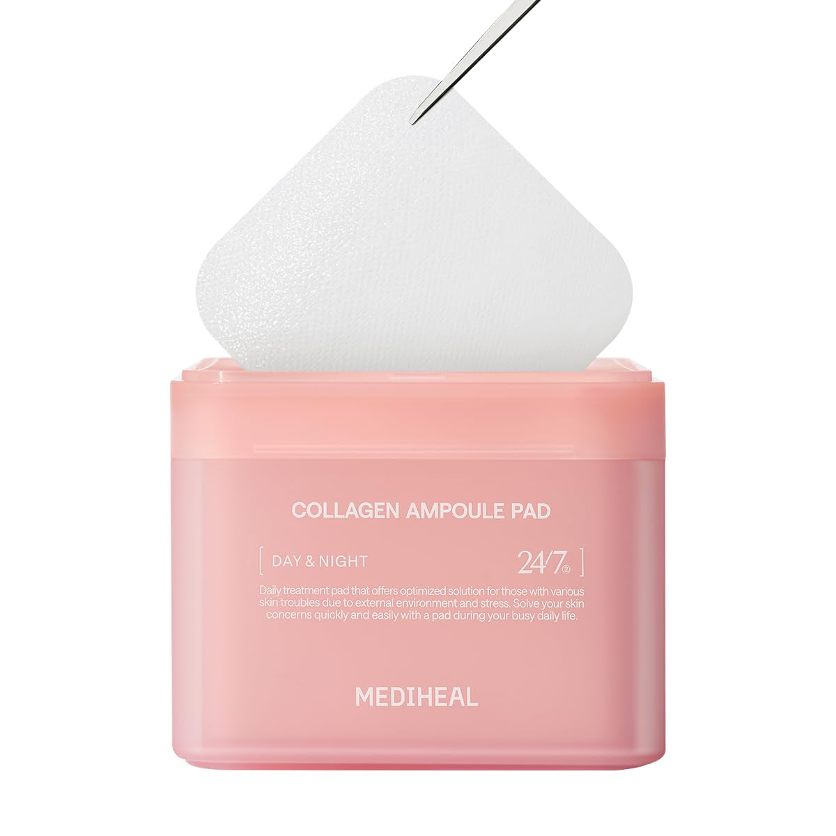 Collagen Ampoule Pads - Square Cotton Facial Toner Pads with Collagen & Ceramide - Skin Firming & Restore Elasticity - Tighten Wrinkles & Lines - Vegan Eco Silk, 100 Count