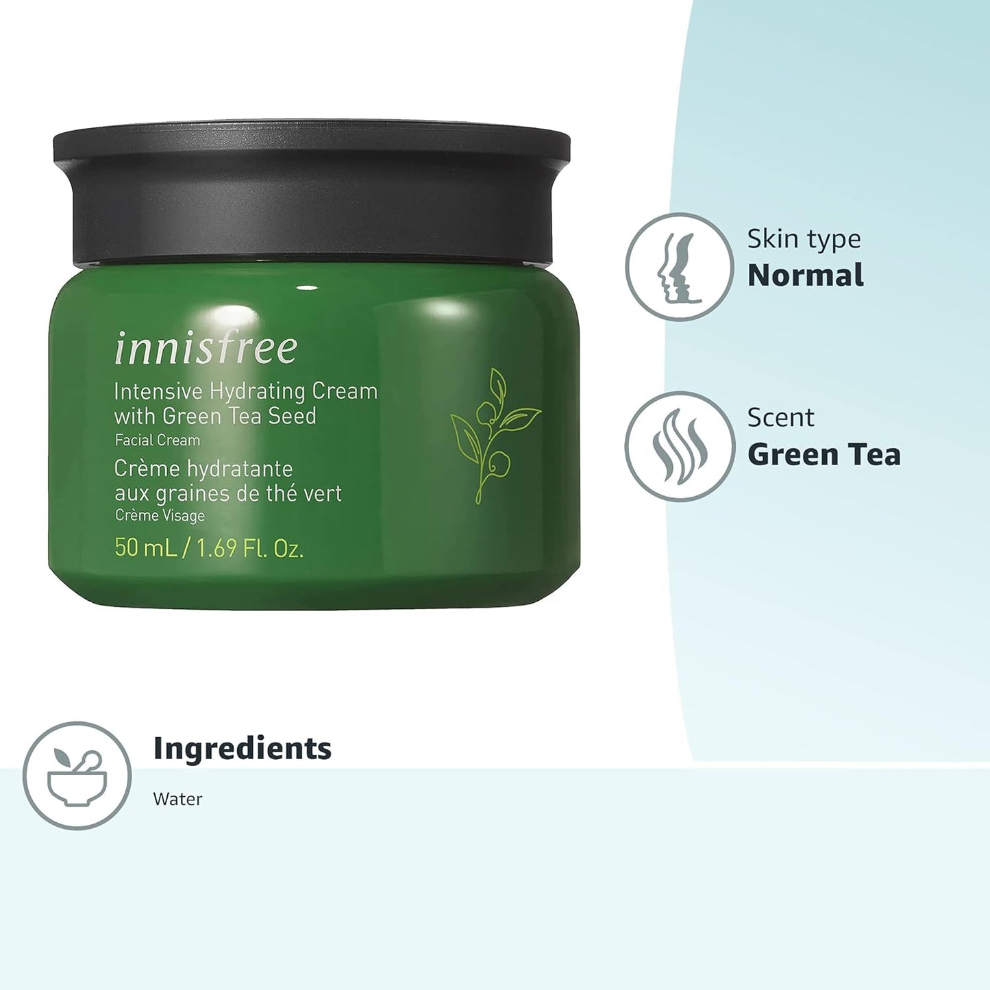 Green Tea Seed Intensive Hydrating Cream Face Moisturizer , 1.69 Fl Oz (Pack of 1)