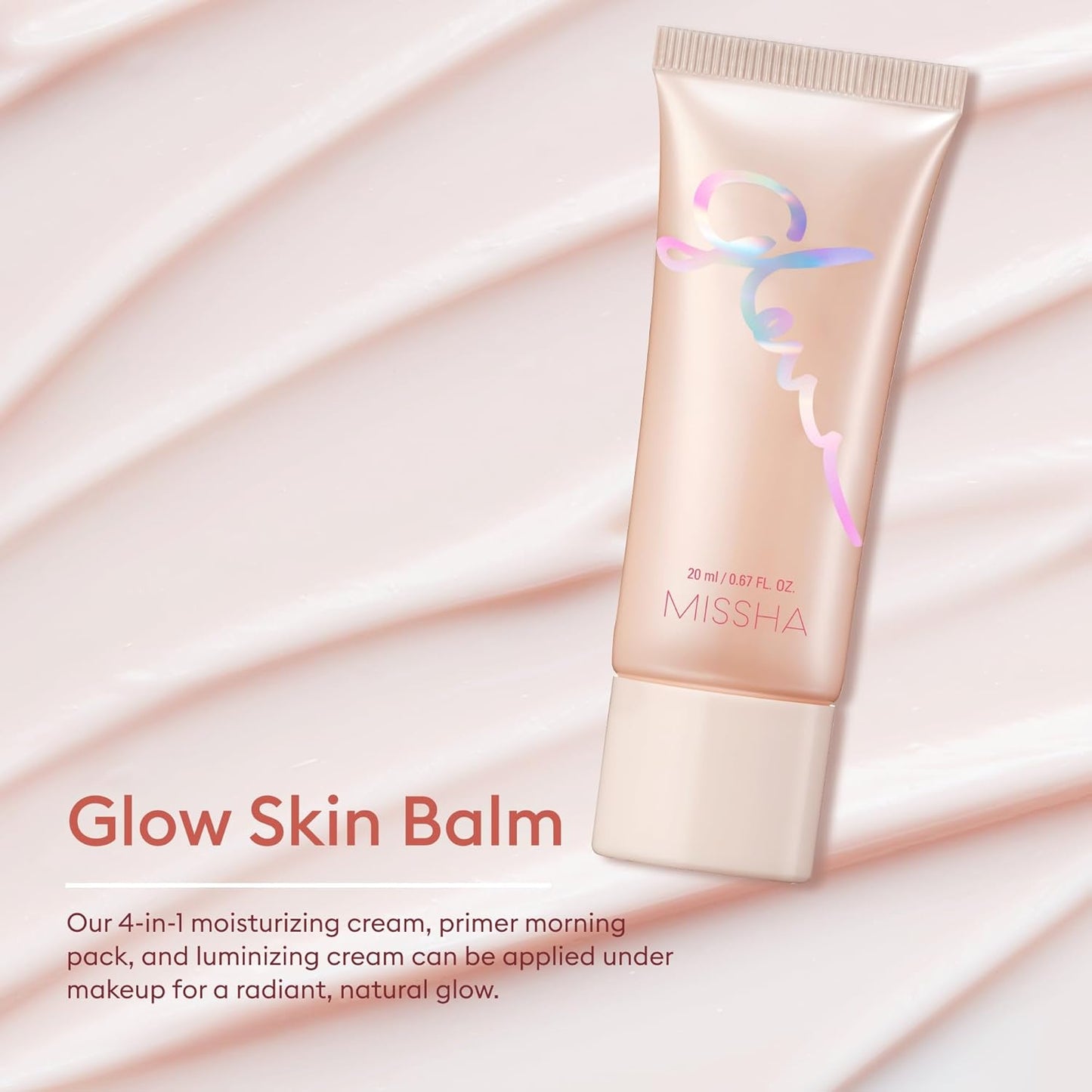 Glow Skin Balm 0.68 Fl Oz/ 20Ml, 4-In-1 Primer, Moisturizing Cream, Morning Pack, Luminizing Cream for a Flawless Natural Glow Glass Skin