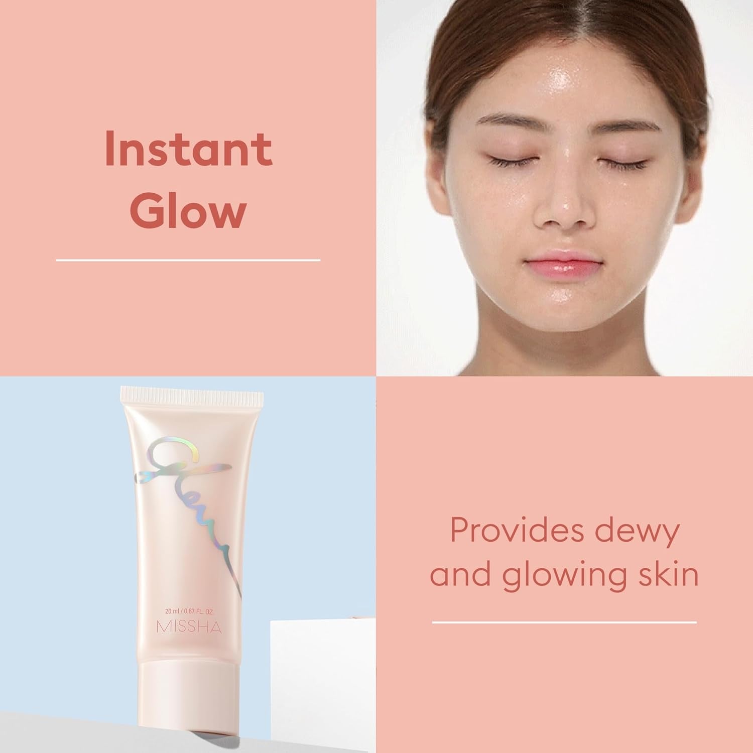 Glow Skin Balm 0.68 Fl Oz/ 20Ml, 4-In-1 Primer, Moisturizing Cream, Morning Pack, Luminizing Cream for a Flawless Natural Glow Glass Skin