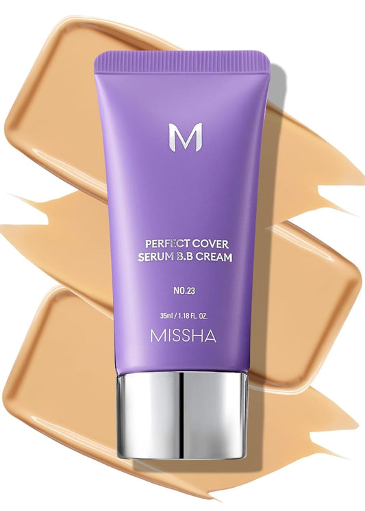 M PERFECT COVER SERUM BB CREAM No.27 Honey Beige- Medium with Cool/Neutral Undertone,Skin Care Foundation Makeup,Tinted Moisturizer, Superfood Complex, Buildable Coverage, Glass Skin,1.18 Fl Oz