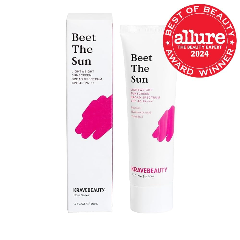 Beet the Sun SPF 40 PA+++ Broad Spectrum Sunscreen, Daily Non-Greasy Chemical SPF, No White Cast or Pilling, for All Skin Types, Vegan & Cruelty Free, 1.7 Fl Oz